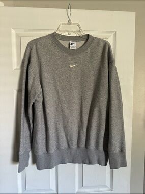 Nike Gray Crew Sweatshirt with White Swoosh